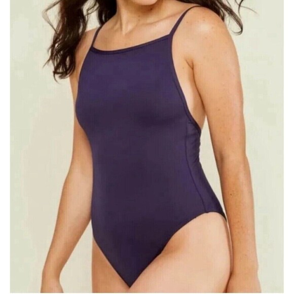 Andie Swim Paloma Swimsuit ST Small Tall One Piece Long Torso Navy Blue NEW NWT - Picture 1 of 3